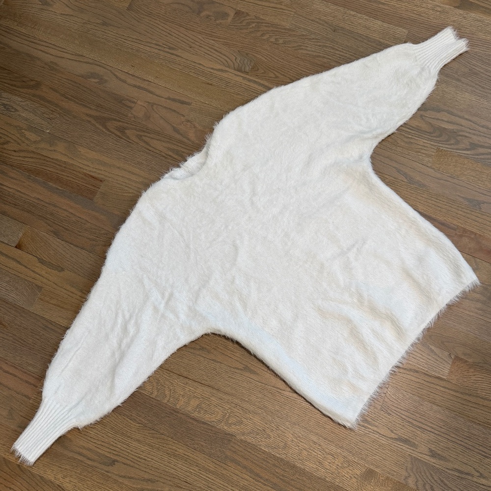 Womens Large white Oversized Pullover Crew Neck Sweater